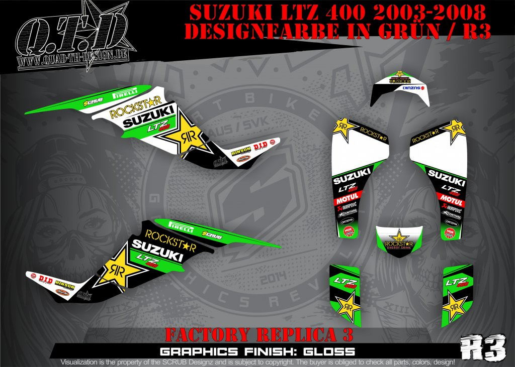 Factory Replica 3 Grün für Suzuki LTZ 400 2003-2008